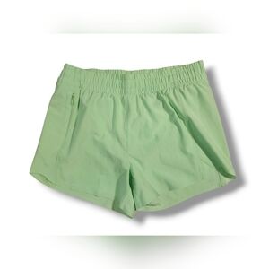 Athleta Girl Heart the Hustle 2.5" Shorts XL/14 Lime Green Zip Pocket Logo